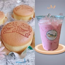 เซ็ตอิ่มใจ(เค้กไข่ไต้หวัน+นมชมพู)