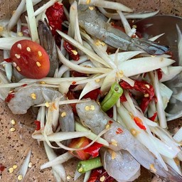 ตำปูปลาร้า กุ้งสด