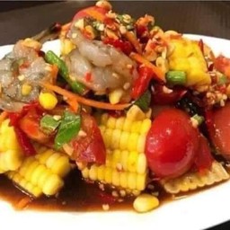 ตำปลาร้าข้าวโพดกุ้งสด