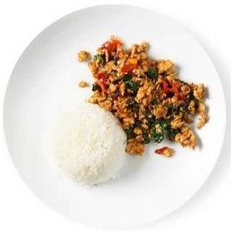 ข้าวกะเพราไก่,ตับ,หมูยอ,แหนม(ระบุเนื้อสัตว์)