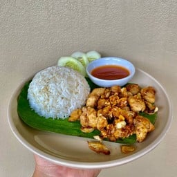 ข้าวราดทอดกระเทียม