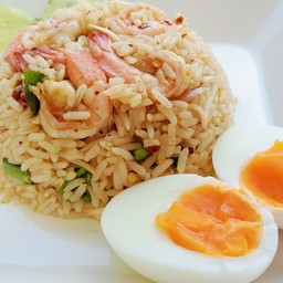 ข้าวขยำกุ้ง+ไข่ต้ม