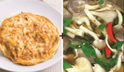 ข้าวไข่เจียว + แกงเห็ด