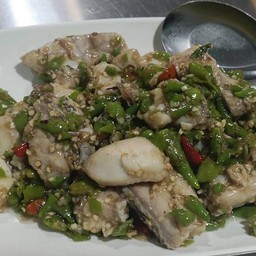 ปลาช่อนทะเลผัดพริกสด 鮮辣炒魚
