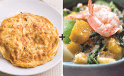ข้าวไข่เจียว + แกงเลียงกุ้งสด