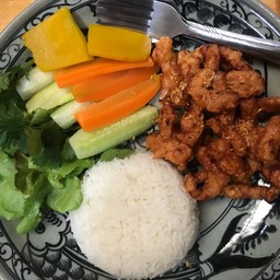 ข้าว+หมูทอด