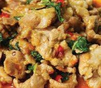 ข้าวราดกะเพราหมูชิ้น