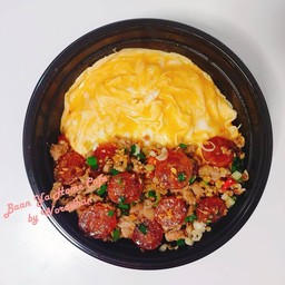 ข้าวไข่ข้น-กุนเชียงหมูสับคั่วพริกเกลือ