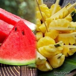 แตงโม+สับปะรด แช่เย็นจัดใส่กล่องพร้อมทาน