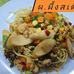 สปาเก็ตตี้ขี้เมาหมูสับใส้กรอก