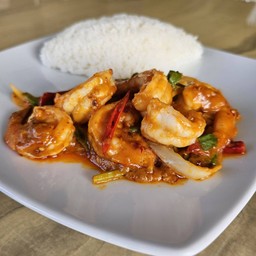 ข้าว กุ้งผัดซอสไข่เค็ม