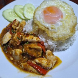 ข้าว ไก่ผัดตะไคร้+ไข่ดาว