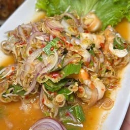 ยำตะไคร้กุ้งสดหมูสับ