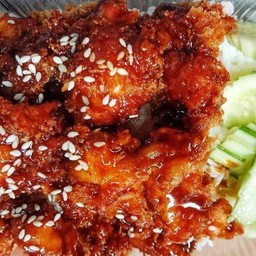 ข้าวไก่เกาหลีชอสกระเทียม