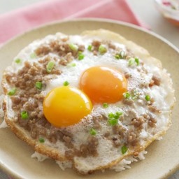 ข้าวไข่ดาวคู่+ไก่สับ
