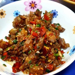 ข้าว+ผัดคั่วพริกกระเทียม