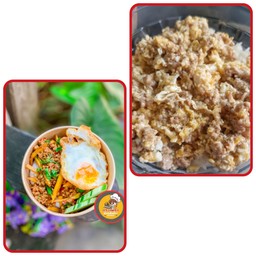 ชุดข้าวหมูสับไข่คั่ว+ข้าวกะเพราหน่อไม้หมูสับ