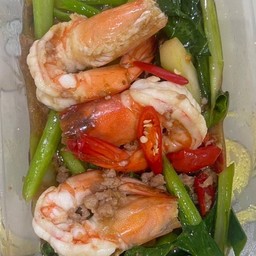 ผัดคะน้ากุ้งหมูสับ