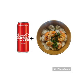 [อร่อยซ่ากับโค้ก] ข้าวผัดกระเพรากุ้ง +  โค้ก ออริจินัล (กระป๋อง)