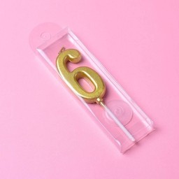 เทียนปักเค้กตัวเลขสีทอง เลข6