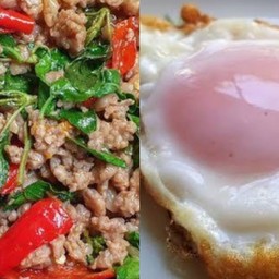 กะเพราหมูสับ+ข้าว+ไข่ดาว