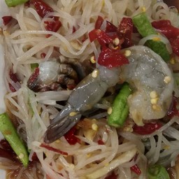 ตำเส้นเล็กกุ้งสดปูปลาร้า
