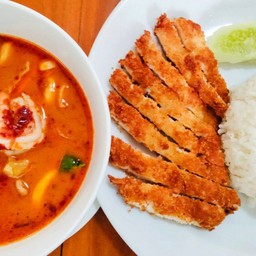 ชุดข้าวต้มยำรวมน้ำข้น+ไก่ทอด