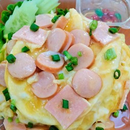 ข้าวไข่ข้นไส้กรอก+แฮม