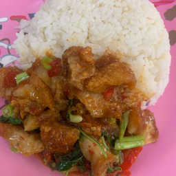 ข้าว พริกแกงหมูกรอบ