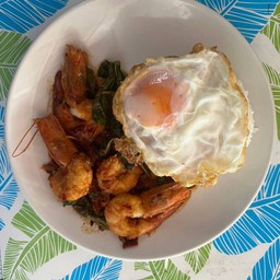กระเพรากุ้ง+ไข่ดาว