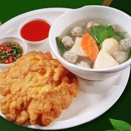 ข้าวไข่เจียว+แกงจืดเต้าหูหมูสับ