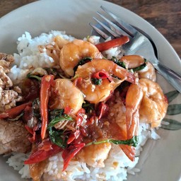 ผัดกะเพรากุ้ง