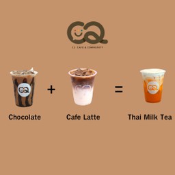 คาเฟ่ ลาเต้เย็น + ช็อคโกแลตเย็น แถมฟรี ชาไทยเย็น