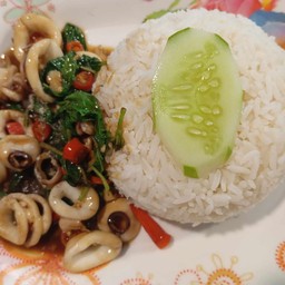 ข้าวกระเพราปลาหมึก
