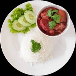 ขาหมูไวน์แดงราดข้าว