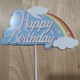 ป้ายปัก happy birthday ก้อนเมฆสายรุ้ง