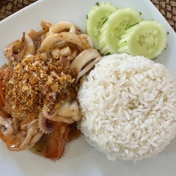 หมึก กุ้ง ทอดกระเทียม