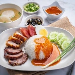 ข้าวหมูแดง+หมูกรอบ