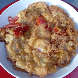  ไข่เจียวมะเขือเทศ2ฟองเป็นกับข้าว