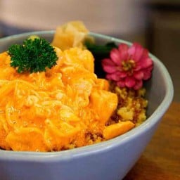 ข้าวหน้า ปลาแซลมอนสไปซี่ลาวา.