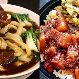 บะหมี่เนื้อตุ๋นเส้นใหญ่ +ข้าวหน้าหมูเล็ก+ไข่