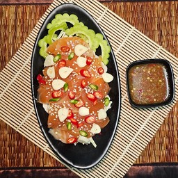 แซลมอนดองน้ำปลากวน+น้ำจิ้มรสแซ่บ