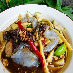 ตำหน่อไม้ปูกุ้งสด