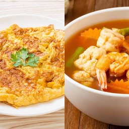 ข้าวไข่เจียว+แกงส้ม