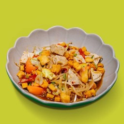 ซั่วเส้นเล็กหมูยอ  -  Spicy Noodle Salad Lao-Style With Vietnamese Pork