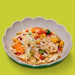 ตำซั่วนัว  -  Papaya salad mixed with rice noodle and salted crab