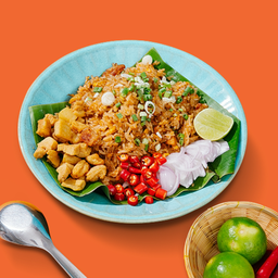ข้าวผัดมันปูนาโรยกากหมู  -  Crab Paste Fried Rice With Crispy Pork Rinds
