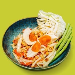 ตำไทยไข่เค็ม  -  Spicy Papaya Salad Thai-Style With Salted Egg