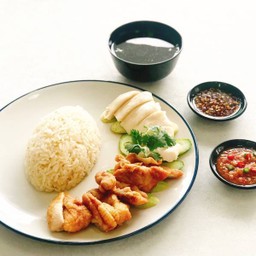 -ข้าวมันไก่ต้ม+ไก่ทอด