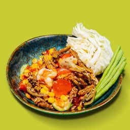 ตำข้าวโพดครบองค์  -  Sweet Corn Spicy Salad With Prawn And Fried Sweet Fish